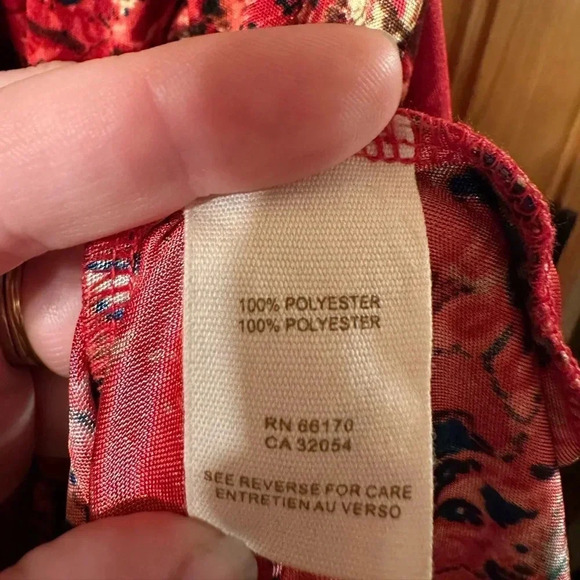 Free People Red Silky Top Size L - Picture 8 of 9